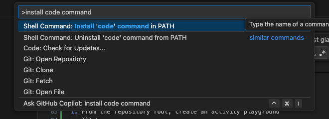 VSCode prompt to install code